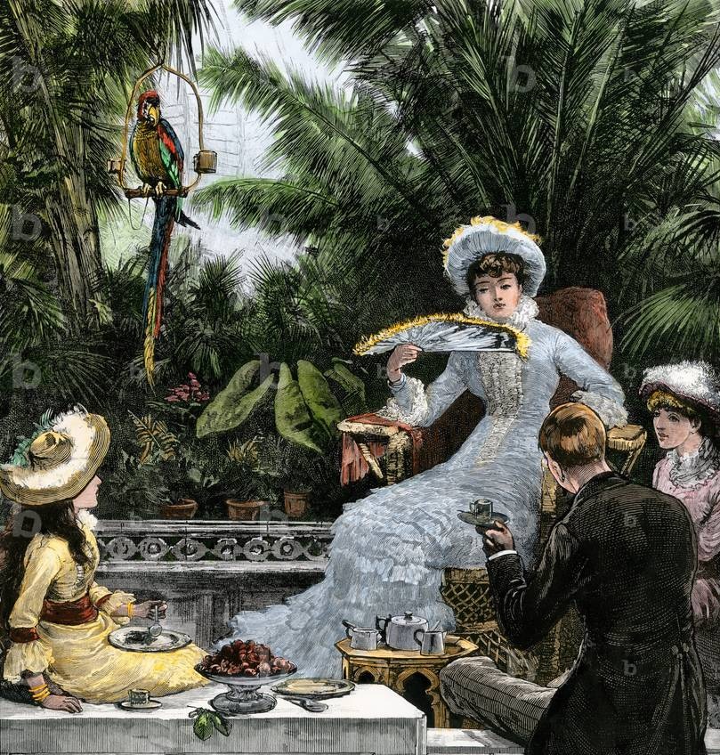 A Victorian afternoon tea taken in a palm-filled conservatory